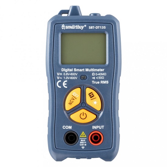 Мультиметр SMARTBUY DT135, автоматический, многофункц., в комплекте щупы, эл. питания