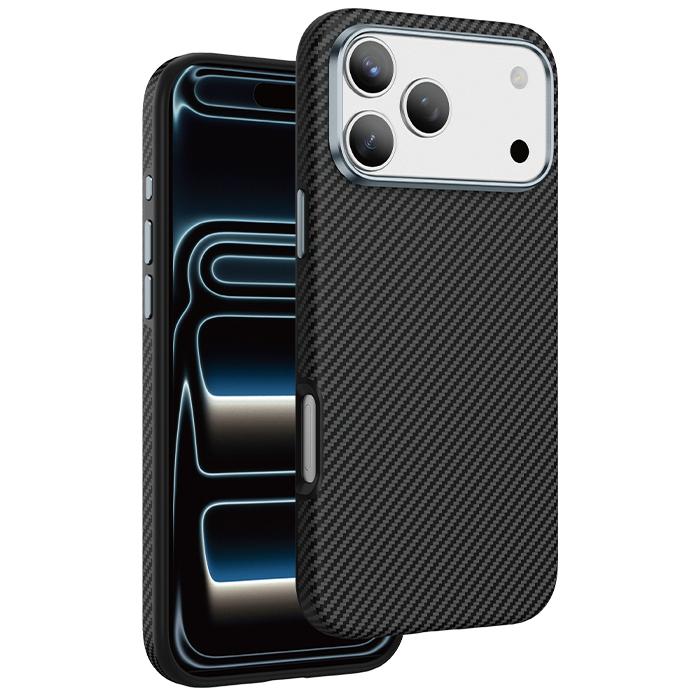 Задняя накладка KEEPHONE KEVILAR CAISER MAGSAFE ANTISHOCK CASE для iPhone 17 PRO MAX, BLACK