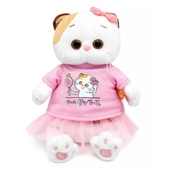 Мягкая игрушка Кошечка Ли-Ли в футболке с принтом «Просто прелесть», 18 см