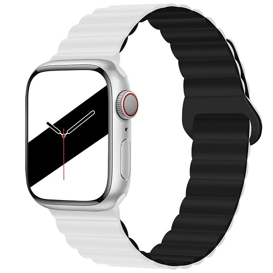 Ремешок ApW32 для Apple Watch 42/44/45/49 mm силикон на магните (white/black)