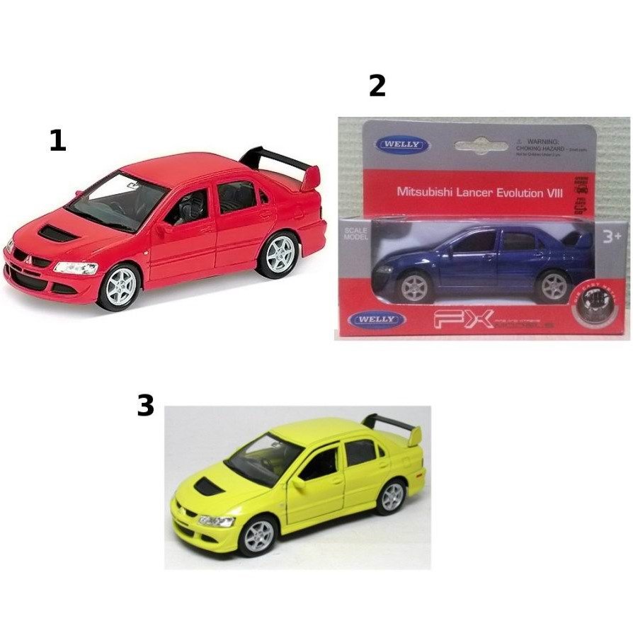 Машинка WELLY 1:38 Mitsubishi Lancer EVO VIII, пруж. мех., цвет в асс. 42338W