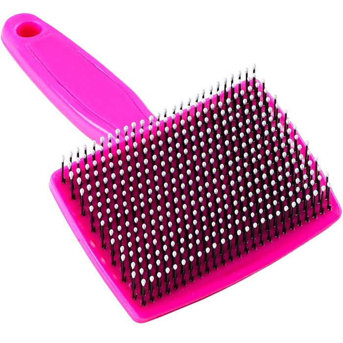 Пуходерка пластиковая мягкая с закругленными зубьями, средняя, 9 х 15,5 см, розовая   5665722