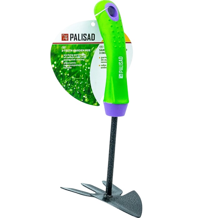 Мотыжка комбинир, профиль "лепесток" и 3-зубая, защ. покр, обрез. эргономичная рукоятка// Palisad 623778