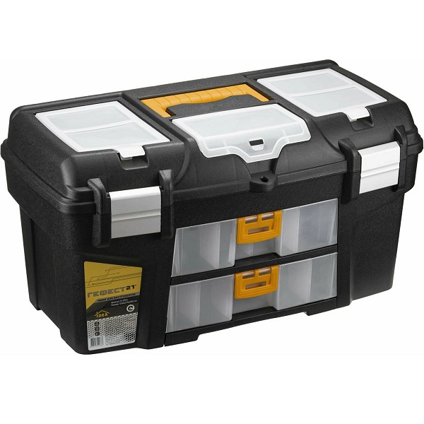 Ящик для инструментов IDEA ГЕФЕСТ 21' металл замки (с двумя консолями и коробками) 275x530x290мм М2945