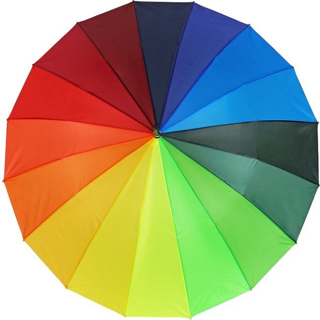 Зонт - трость полуавтоматический «Радужное настроение», 16 спиц, R = 48 см, разноцветный
