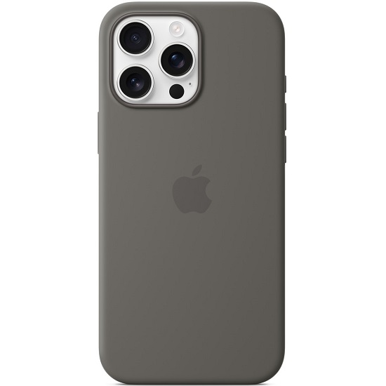 Силиконовый чехол SILICONE CASE MagSafe для iPhone 16 Pro Max Stone Gray (+ анимация NFC Clear) c LOGO