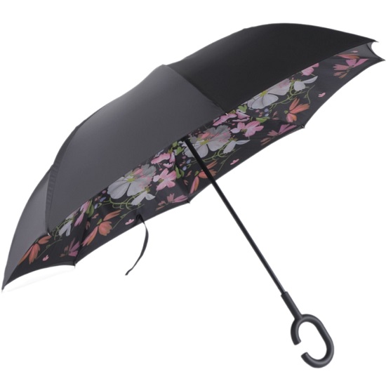 Зонт - наоборот «Цветы», механический, 8 спиц, R = 53/60 см, D = 120 см, цвет МИКС