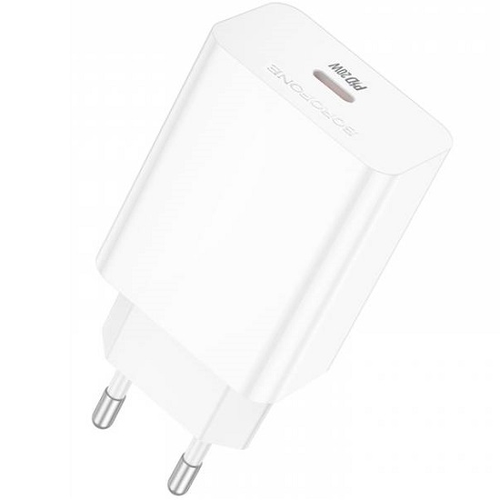 Сетевое ЗУ 1Type-C BOROFONE BA21A, Pro Long, белый, PD20W