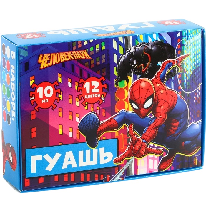 Гуашь 12 цветов по 10 мл, Человек-паук 10329212
