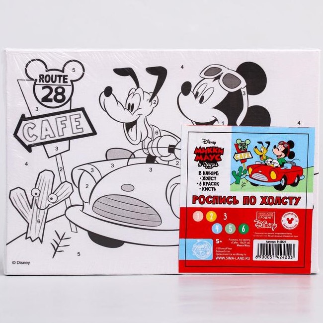 Картина по номерам «Cafe», Микки Маус, 21 х 15 см