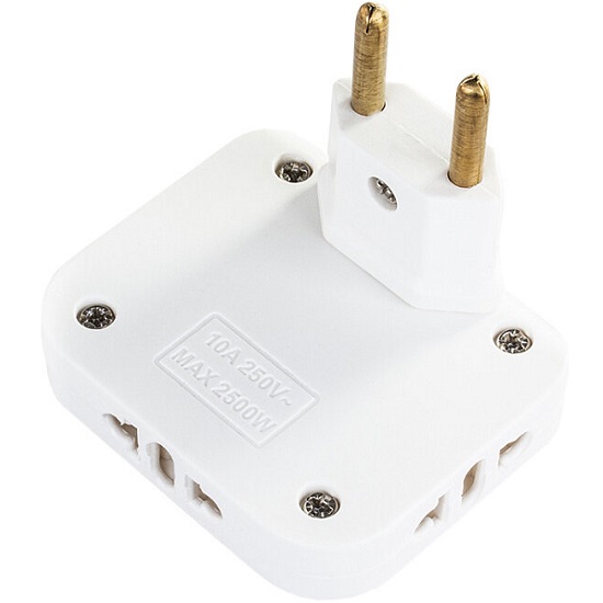 Переходник WALKER WH-03 в розетку, поворотный, плоский, белый
