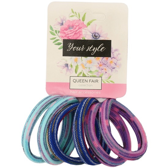 Резинка для волос "Спорт штрихи" (набор 6 шт) 4 см, сине-фиолетовый   9709336