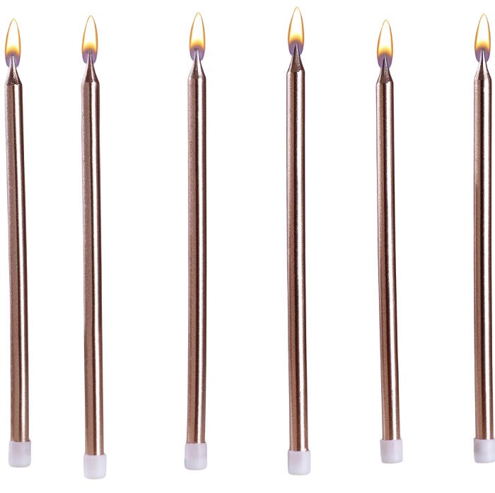 Свечи в торт "Ройс", 6 шт, высокие, 13 см, шампань металлик 7597554