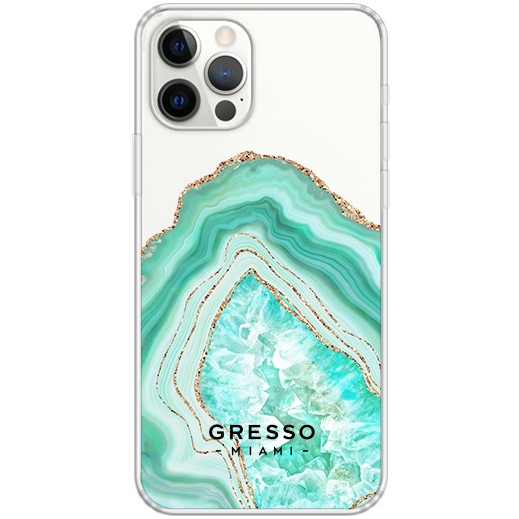 Задняя накладка GRESSO для iPhone 12 Pro. Коллекция "Drama Queen". Модель "Mint Agate"