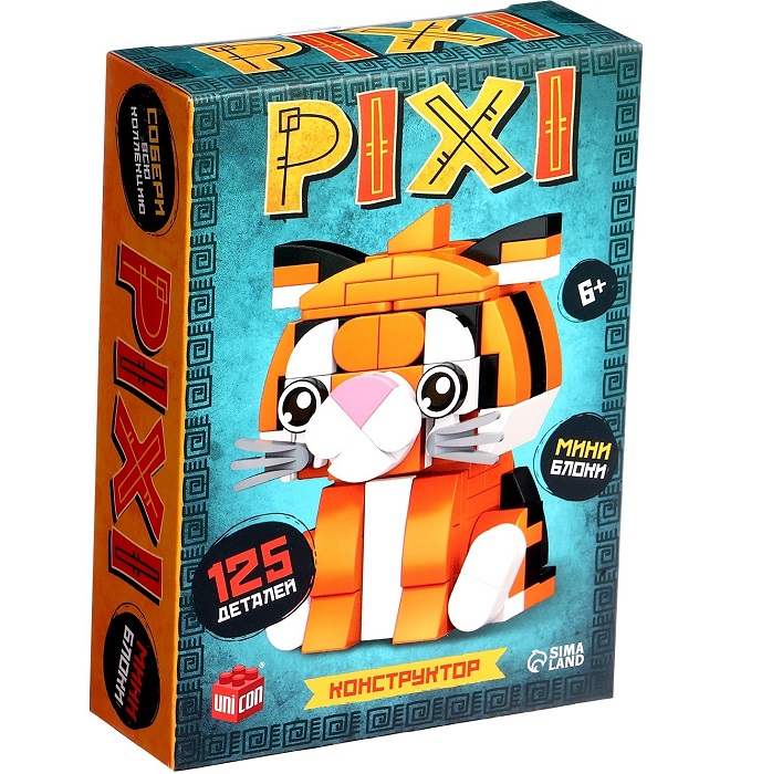 Конструктор «PIXI. Тигрик», животные, мини блоки, 125 деталей