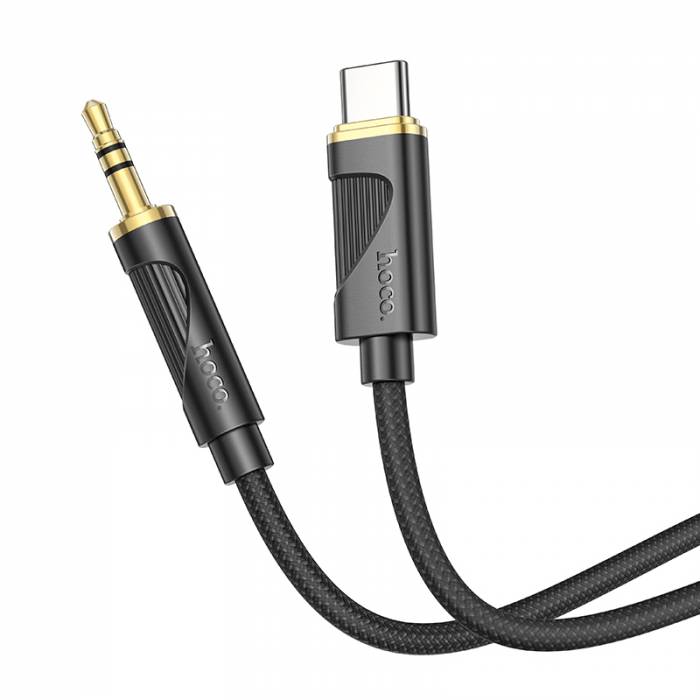 Кабель Jack 3.5 <- > Type-C  1.0м HOCO UPA30, Friend, черный