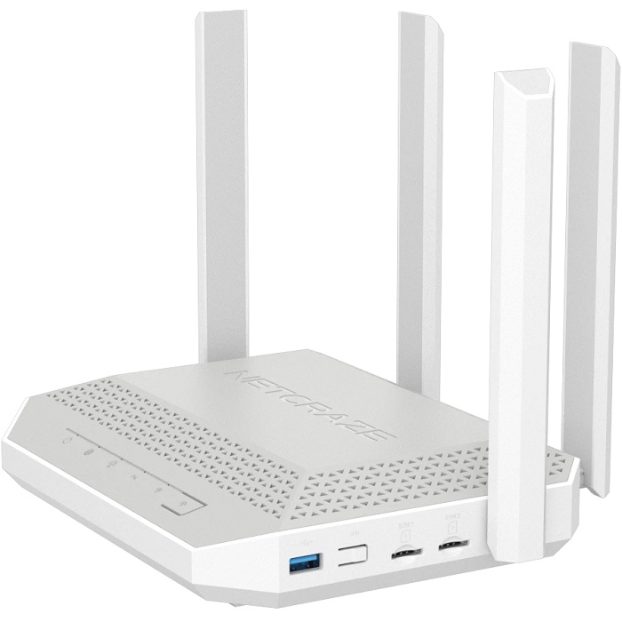 Роутер WiFi Netcraze Hopper 4G+ (NC-2312) с модемом, двумя слотами для SIM-карт, Mesh Wi-Fi 6, Smart-коммутатором