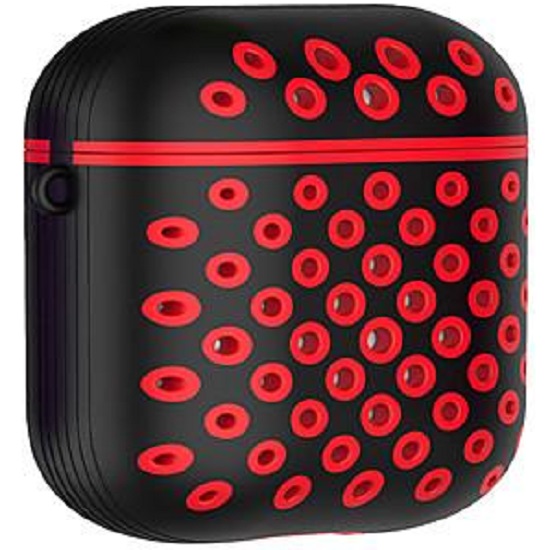 Силиконовый чехол Soft-Touch для AirPods Nike (черно-красный)