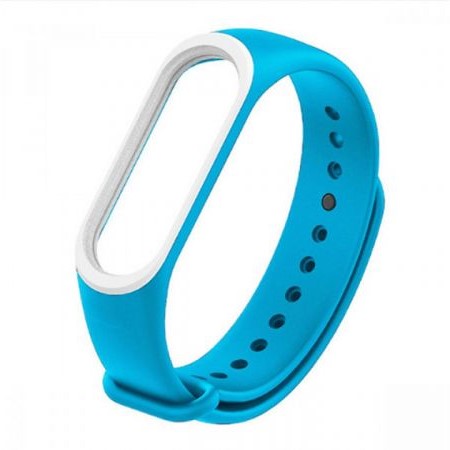 Силиконовый ремешок для XIAOMI MI Band 5  2 цвета синий-белый