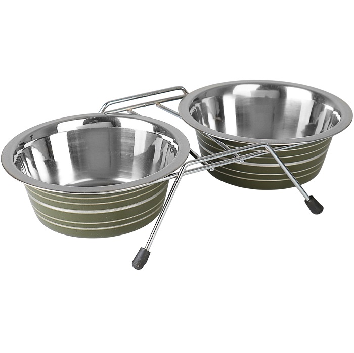 Набор из 2 цветных мисок на подставке, 2×450 мл