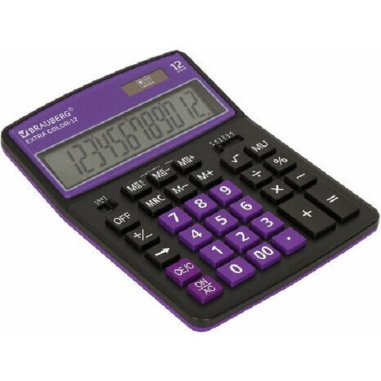 Калькулятор BRAUBERG EXTRA COLOR-12-BKPR ЧЕРНО-ФИОЛЕТОВЫЙ, 250480