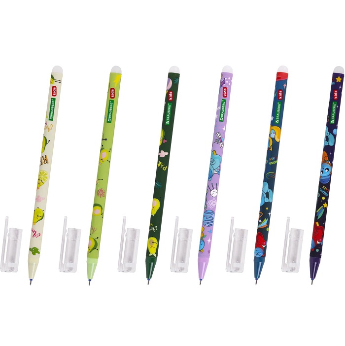 Ручка стираемая гелевая BRAUBERG KIDS "MIX", СИНЯЯ, корпус ассорти, линия 0,35мм, 144101