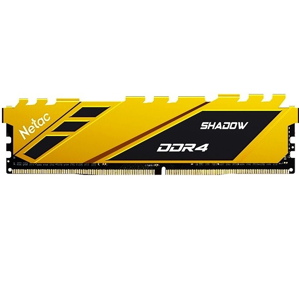 Оперативная память DDR4 8Gb NETAC Shadow, 3200MHz, CL16, DIMM, с радиаторами, желтый