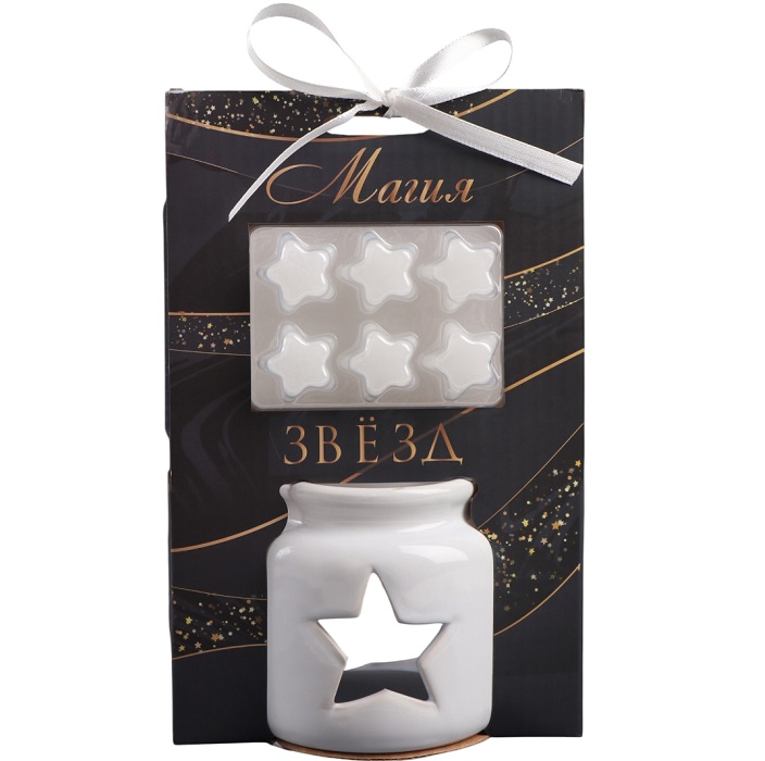 Набор: аромалампа для эфирных масел, мелтсы из воска ароматические «Звезда», белая, 7.5×7.5×8 см 10323635