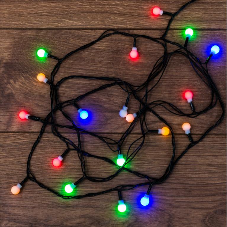 Гирлянда "Нить - с насадками" 2.8 м «Цветные шарики», свечение мультиколор, IP20