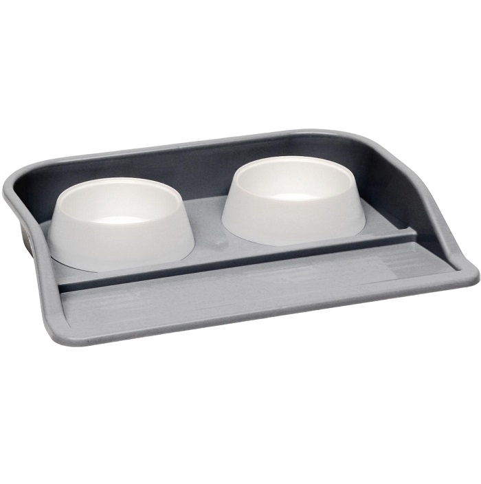 Миски с лотком "Феликс" 0,3 л, 41 x 30 x 6 см, серый лоток, белые миски 6342416