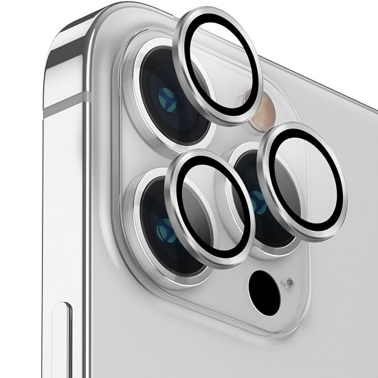 Противоударное стекло для камеры для iPhone 14 Pro Max серебро