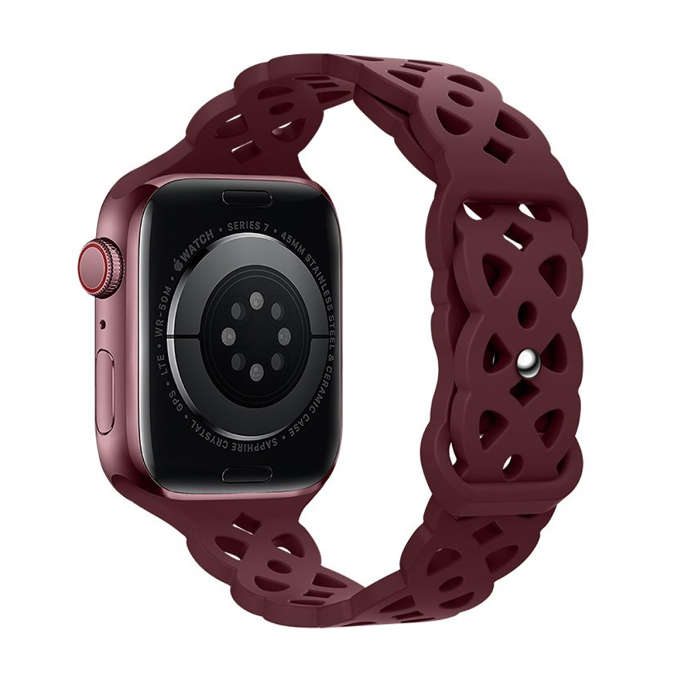 Силиконовый ремешок HOCO WA09 Flexible для APPLE Watch 42/44/45/49mm, красный, тёмный