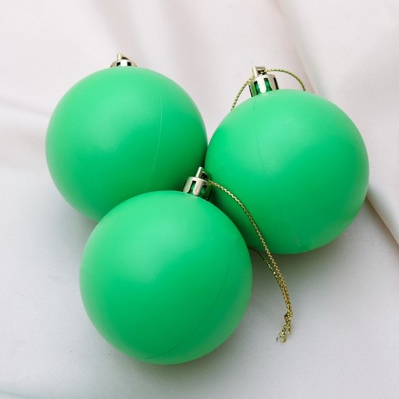 Набор шаров пластик d-5,5 см, 3 шт "Матовый" зелёный 4298865