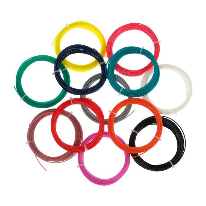 Пластик LuazON PLA-12, для 3Д ручки, 12 цветов по 10 метров 5120751