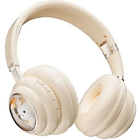 Наушники КОСМОКОТИК с подсветкой молочный