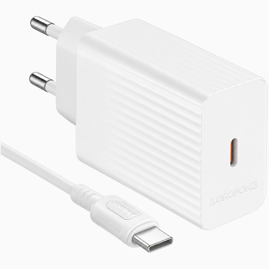 Сетевое ЗУ 1Type-C 3A BOROFONE BAS75A White, 30W, Type-C-Type-C