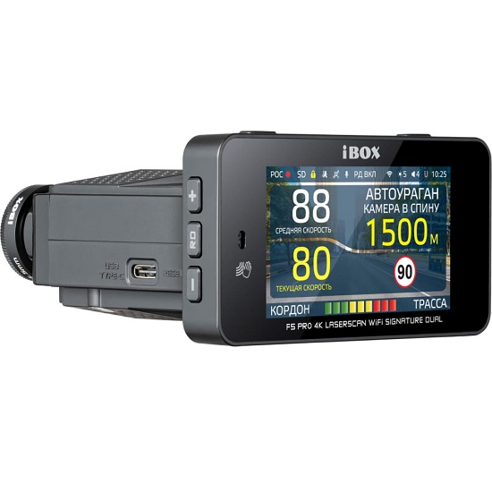 Видеорегистратор+Радар-детектор iBOX F5 PRO 4K LaserScan WiFi Signature