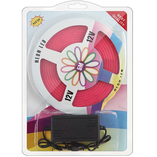 Лента светодиодная 5м габкая неоновая розовая