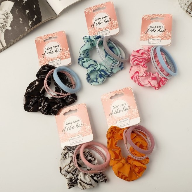 Резинка для волос "Эмилия" (набор 3 шт) орнамент, микс   7908707