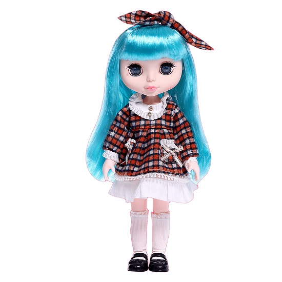 Кукла шарнирная «Амелия», 28 см, платье в клеточку 9895176