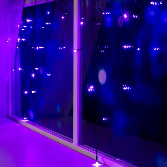 Гирлянда "Бахрома", 3 х 0.5 м, свечение фиолетовое, 8 режимов