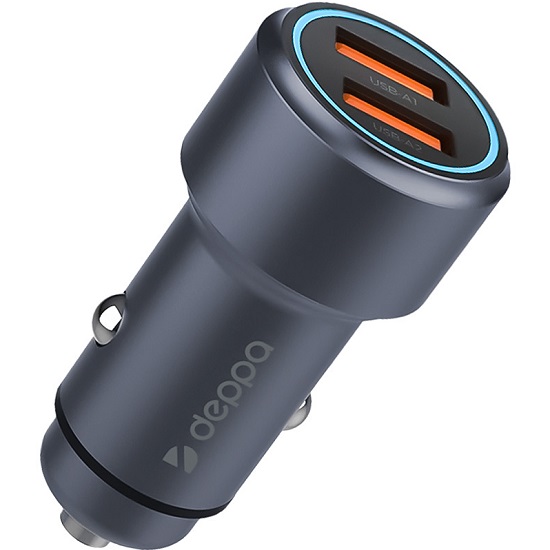 Авто ЗУ 2USB DEPPA 11222, металл, серый, 36W