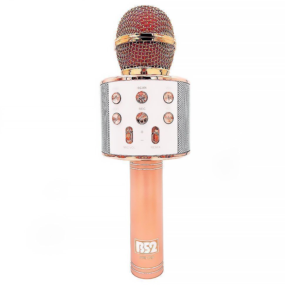 Микрофон Караоке B52 KM-130P, 3Вт, АКБ 800мА/ч, BT (до10м), USB, розовый