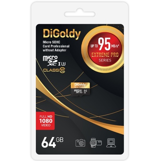 Micro SD 128Gb Digoldy Class 10 Extreme Pro UHS-I U3 (95 Mb/s) без адаптера