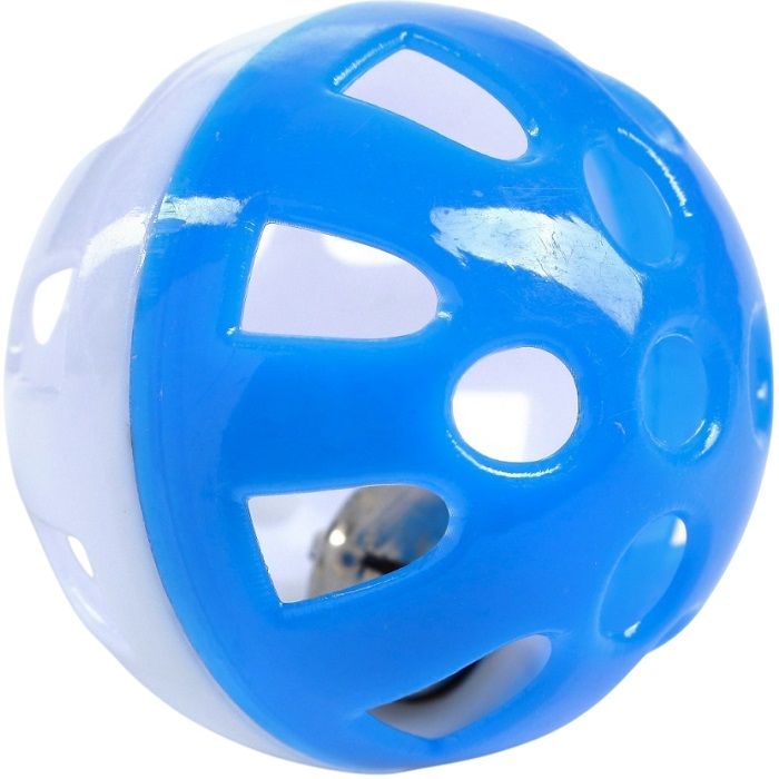 Шарик для кошек с бубенчиком "Луна", 3,8 см, синий/белый   7865600