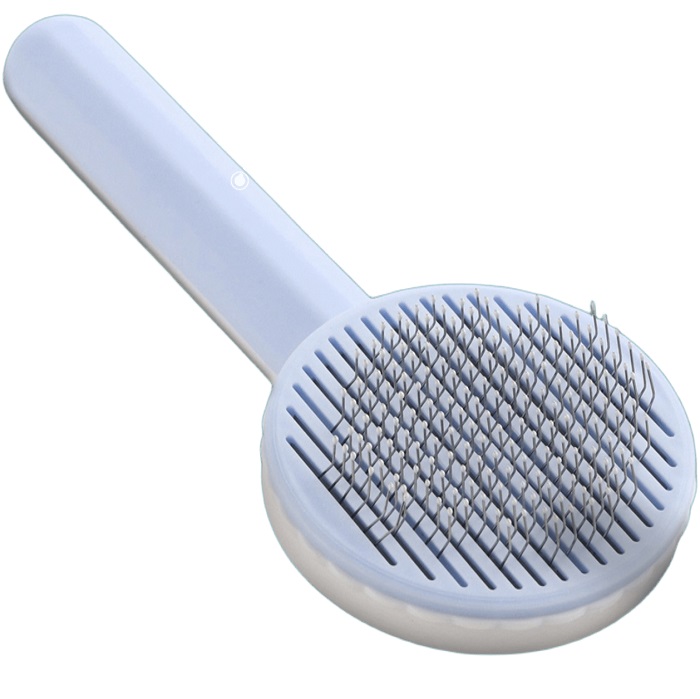 Пуходёрка пластиковая с функцией самоочистки, 7,7 х 19,1 см, голубая   9001562