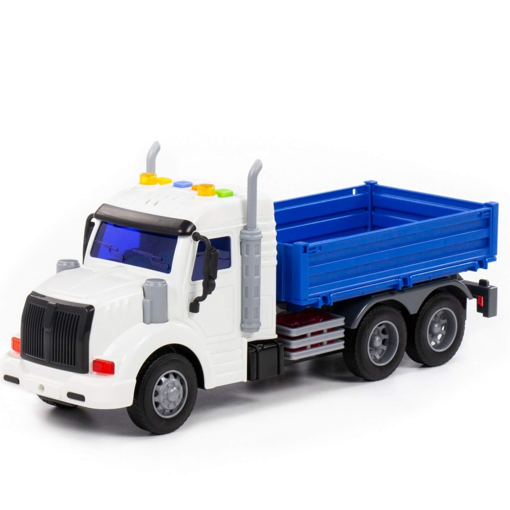 Автомобиль ПОЛЕСЬЕ "Профи" бортовой инерционный со светом и звуком синий 91680