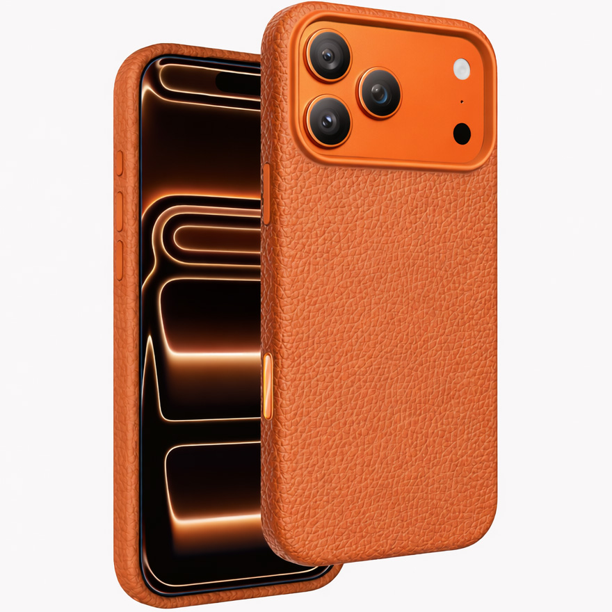 Задняя накладка KEEPHONE LYCUCCI MagSafe Silicone Leather Case для iPhone 17 Pro Max, Orange