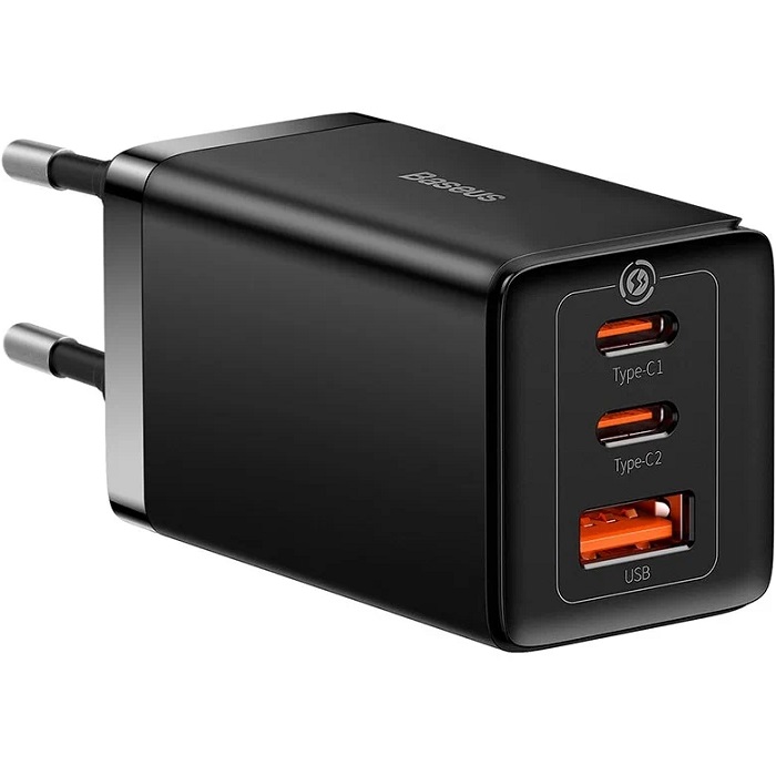 Сетевое ЗУ 1USB/2Type-C BASEUS Gan 5 PRO 65W QC черный (CCGP120201)