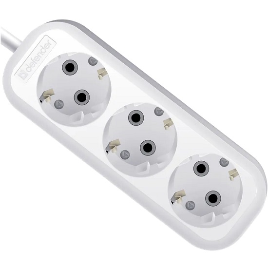 Сетевой удлинитель 15.0м DEFENDER R330 белый, 3 гнезда, 16А/3500Вт, с заземлением, ПВС 3х1,0мм